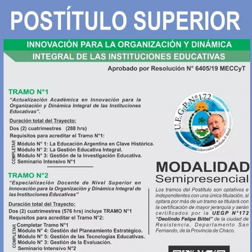 EL ANEXO DE LA UEGP N° 172 EN VILLA ÁNGELA ABRE LAS INSCRIPCIONES PARA EL POS TÍTULO SUPERIOR DESTINADO A LOS DOCENTES