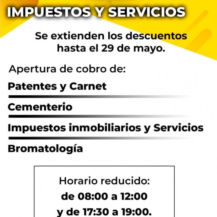 EL MUNICIPIO PRORROGA HASTA EL 29 DE MAYO LOS BENEFICIOS PARA PAGO DE IMPUESTOS