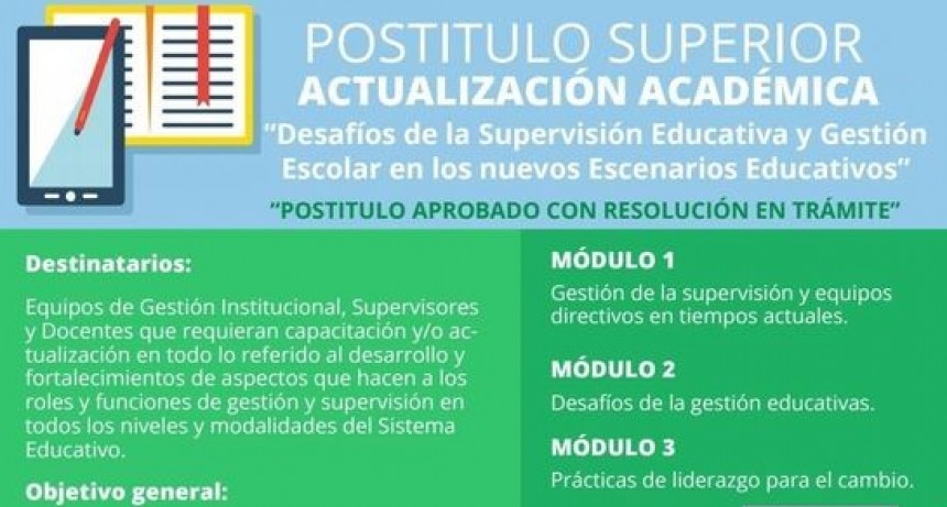 EL MUNICIPIO INFORMÓ QUE SE EXTIENDE LA FECHA DE INSCRIPCIONES AL POSTÍTULO SUPERIOR DE ACTUALIZACIÓN ACADÉMICA
