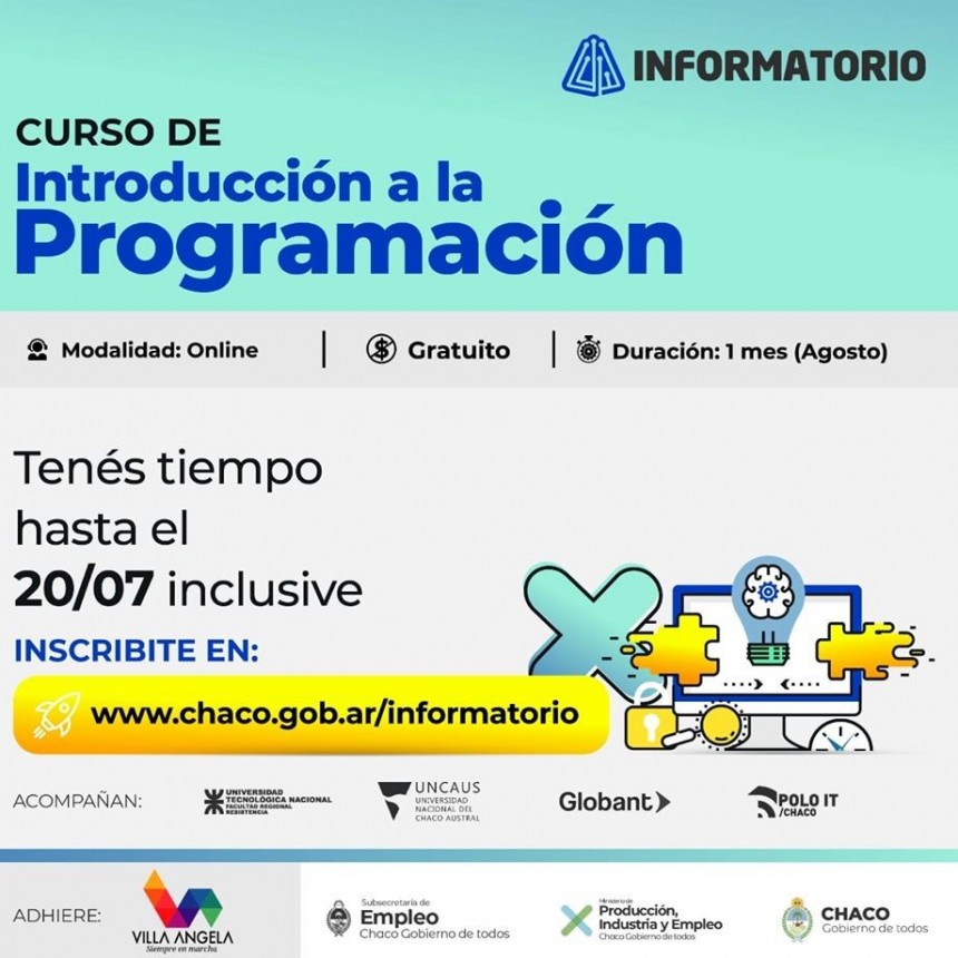 LA MUNICIPALIDAD INVITA AL CURSO GRATUITO DE INTRODUCCIÓN A LA PROGRAMACIÓN